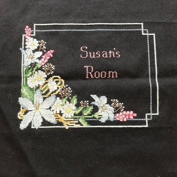 Susan's Room Floral Personalized Completed Cross Stitch Embroidery - Picture 1 of 3